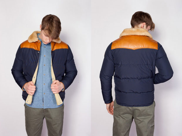 Puffer jacket 2025 with leather shoulders